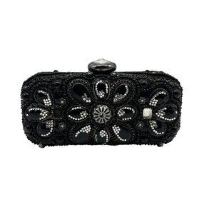 Mary Frances Sublime Black Beaded & Jeweled Embellished Clutch